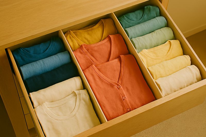 竖着收纳的衣服