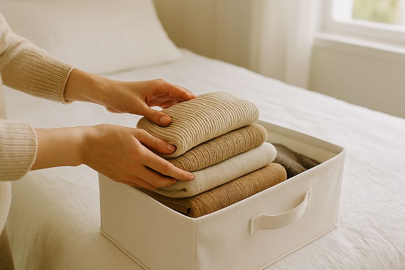 放在收纳箱里的换季衣服